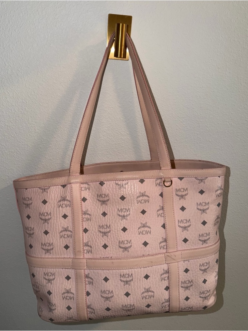 MCM Blush Pink Monogram Canvas Tote